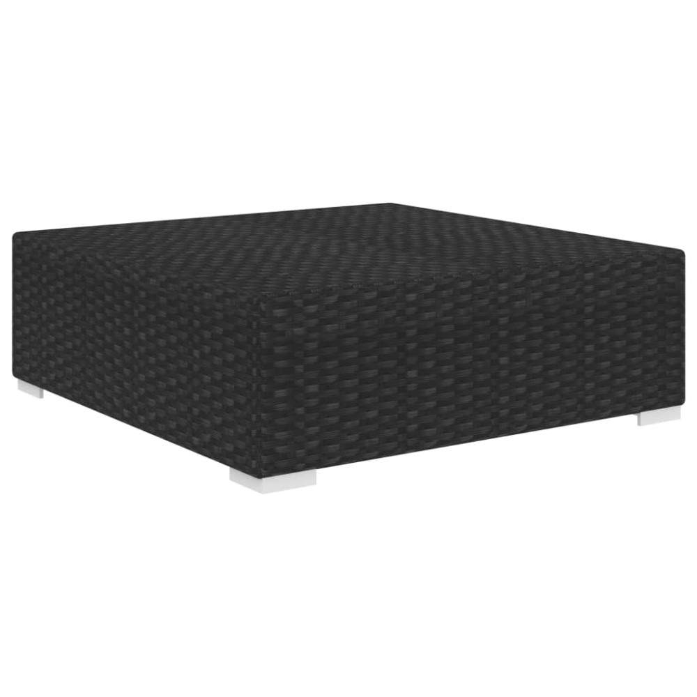 vidaXL Taburet modular, 1 buc., cu pernă, negru, poliratan