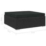 vidaXL Taburet modular, 1 buc., cu pernă, negru, poliratan vidaXL Taburet modular, 1 buc., cu pernă, negru, poliratan