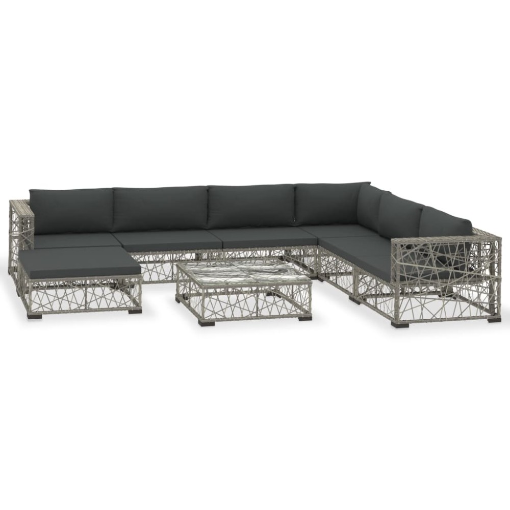 vidaXL Set mobilier de grădină cu perne, 8 piese, gri, poliratan