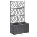 vidaXL Strat înălțat spalier 2 ghivece negru 58x30x107 cm poliratan vidaXL Strat înălțat spalier 2 ghivece negru 58x30x107 cm poliratan