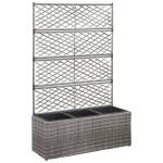 vidaXL Strat înălțat spalier cu 3 ghivece gri 83x30x130 cm poliratan vidaXL Strat înălțat spalier cu 3 ghivece gri 83x30x130 cm poliratan