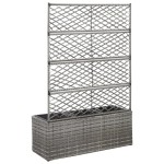 vidaXL Strat înălțat spalier cu 3 ghivece gri 83x30x130 cm poliratan vidaXL Strat înălțat spalier cu 3 ghivece gri 83x30x130 cm poliratan