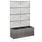 vidaXL Strat înălțat spalier cu 3 ghivece gri 83x30x130 cm poliratan vidaXL Strat înălțat spalier cu 3 ghivece gri 83x30x130 cm poliratan