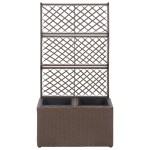 vidaXL Strat înălțat spalier cu 2 ghivece maro 58x30x107 cm poliratan vidaXL Strat înălțat spalier cu 2 ghivece maro 58x30x107 cm poliratan