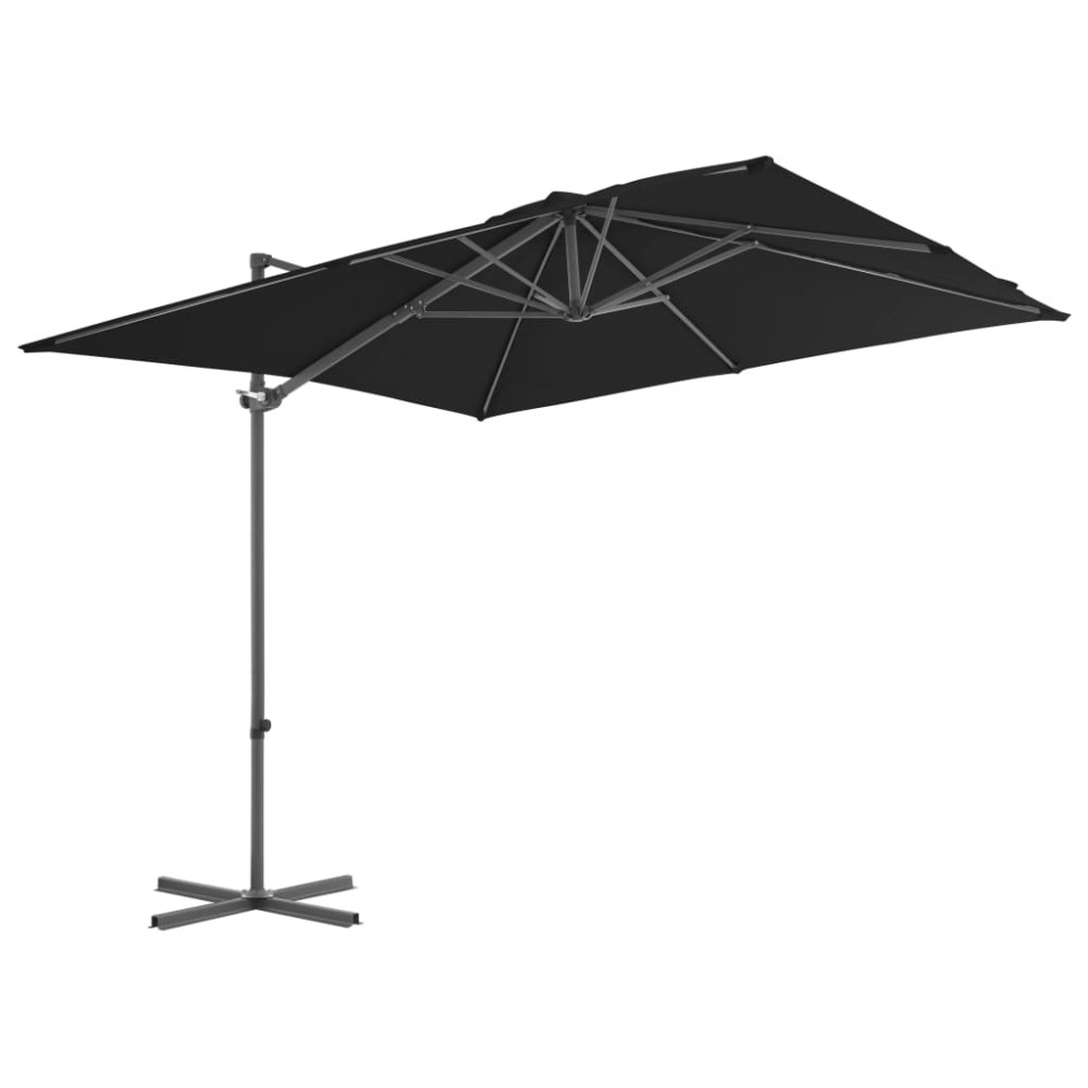 vidaXL Umbrelă în consolă de grădină, stâlp din oțel, negru 250x250 cm