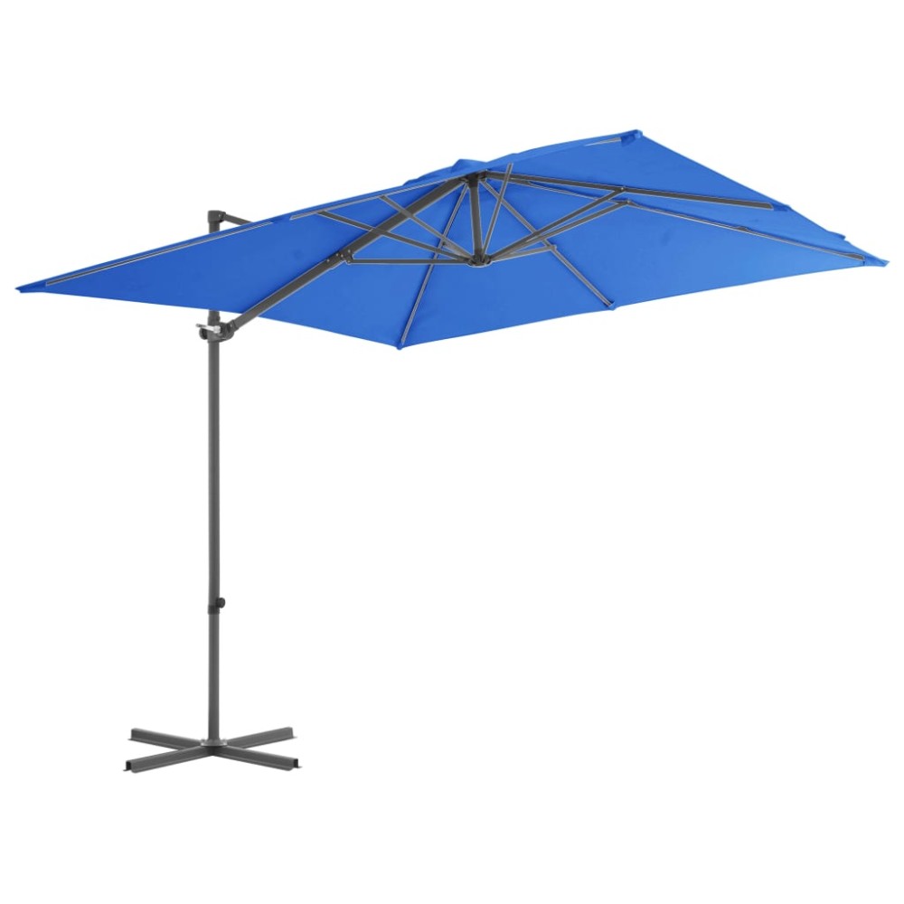 vidaXL Umbrelă în consolă, stâlp din oțel, albastru azur, 250x250 cm