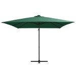vidaXL Umbrelă în consolă cu LED, stâlp din oțel, verde, 250x250 cm