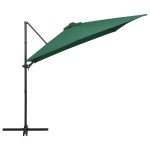 vidaXL Umbrelă în consolă cu LED, stâlp din oțel, verde, 250x250 cm