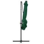 vidaXL Umbrelă în consolă cu LED, stâlp din oțel, verde, 250x250 cm