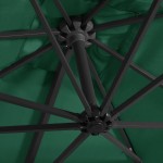 vidaXL Umbrelă în consolă cu LED, stâlp din oțel, verde, 250x250 cm