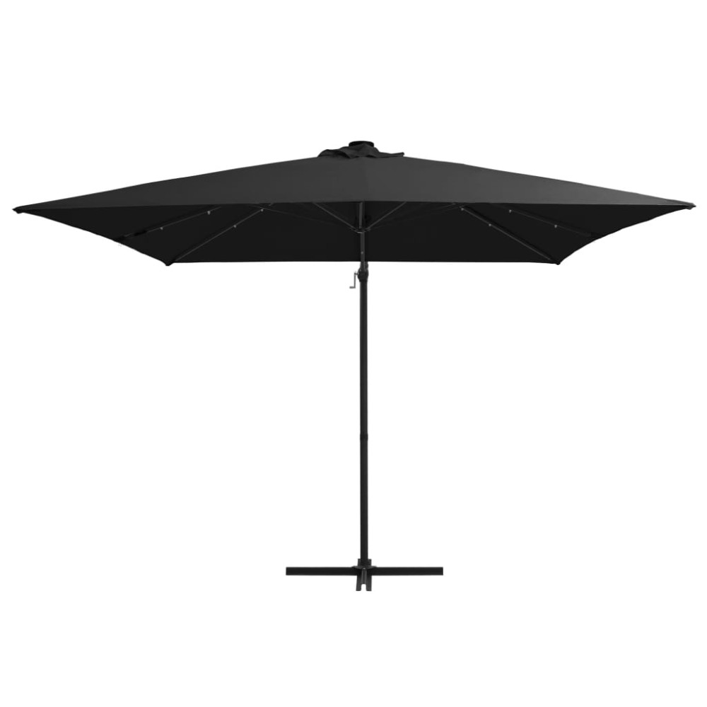vidaXL Umbrelă în consolă cu LED, stâlp din oțel, negru, 250x250 cm