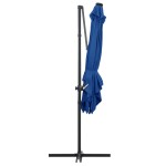 vidaXL Umbrelă consolă cu LED, stâlp din oțel albastru azur 250x250 cm