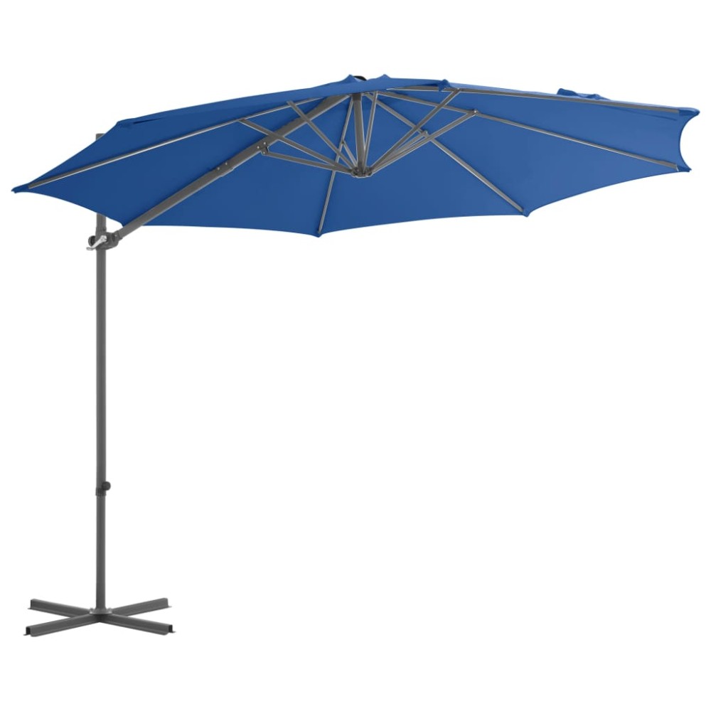 vidaXL Umbrelă în consolă, stâlp din oțel, albastru azuriu, 300 cm