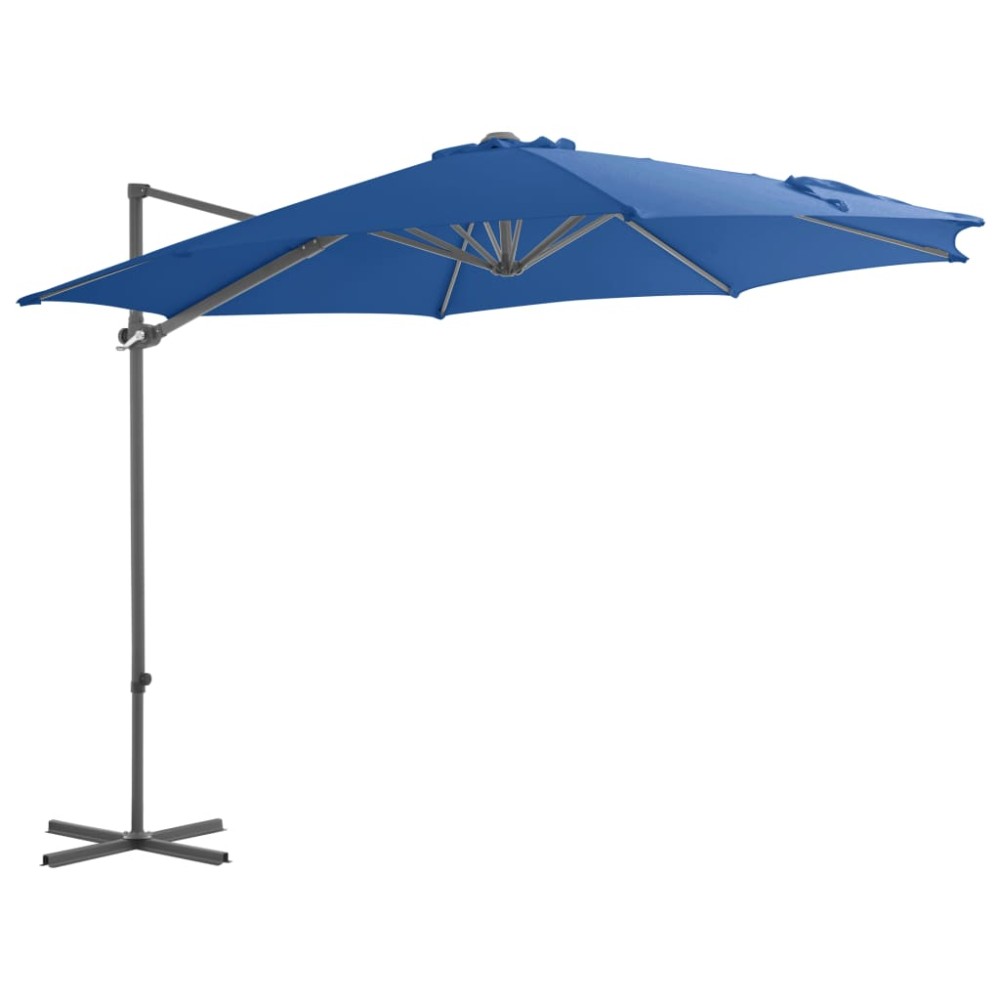 vidaXL Umbrelă în consolă, stâlp din oțel, albastru azuriu, 300 cm