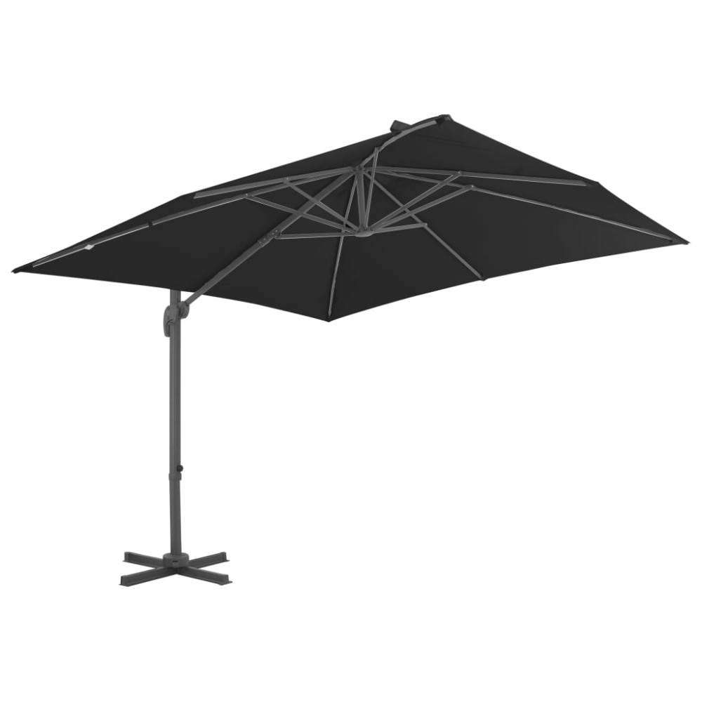 vidaXL Umbrelă în consolă cu stâlp din aluminiu, negru, 3x3 m