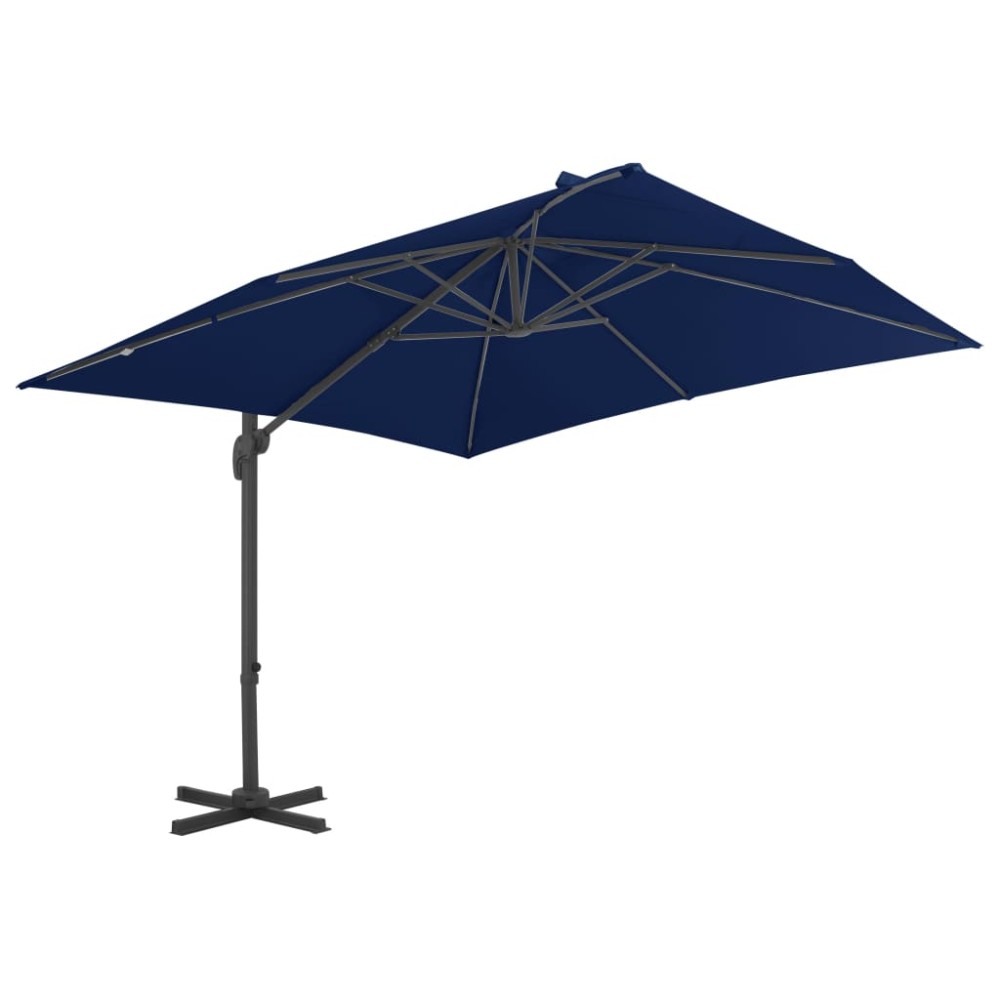 vidaXL Umbrelă în consolă cu stâlp din aluminiu, albastru azur, 3x3 m