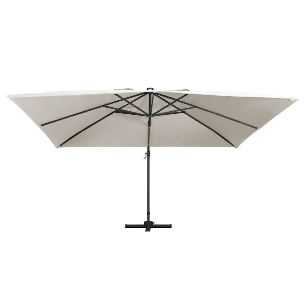 vidaXL Umbrelă în consolă cu LED, stâlp din aluminiu nisipiu 400x300cm