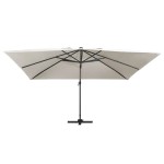 vidaXL Umbrelă în consolă cu LED, stâlp din aluminiu nisipiu 400x300cm vidaXL Umbrelă în consolă cu LED, stâlp din aluminiu nisipiu 400x300cm