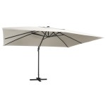 vidaXL Umbrelă în consolă cu LED, stâlp din aluminiu nisipiu 400x300cm vidaXL Umbrelă în consolă cu LED, stâlp din aluminiu nisipiu 400x300cm