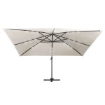 vidaXL Umbrelă în consolă cu LED, stâlp din aluminiu nisipiu 400x300cm vidaXL Umbrelă în consolă cu LED, stâlp din aluminiu nisipiu 400x300cm