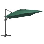 vidaXL Umbrelă în consolă cu LED, stâlp din aluminiu verde 400x300 cm