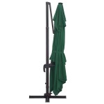 vidaXL Umbrelă în consolă cu LED, stâlp din aluminiu verde 400x300 cm
