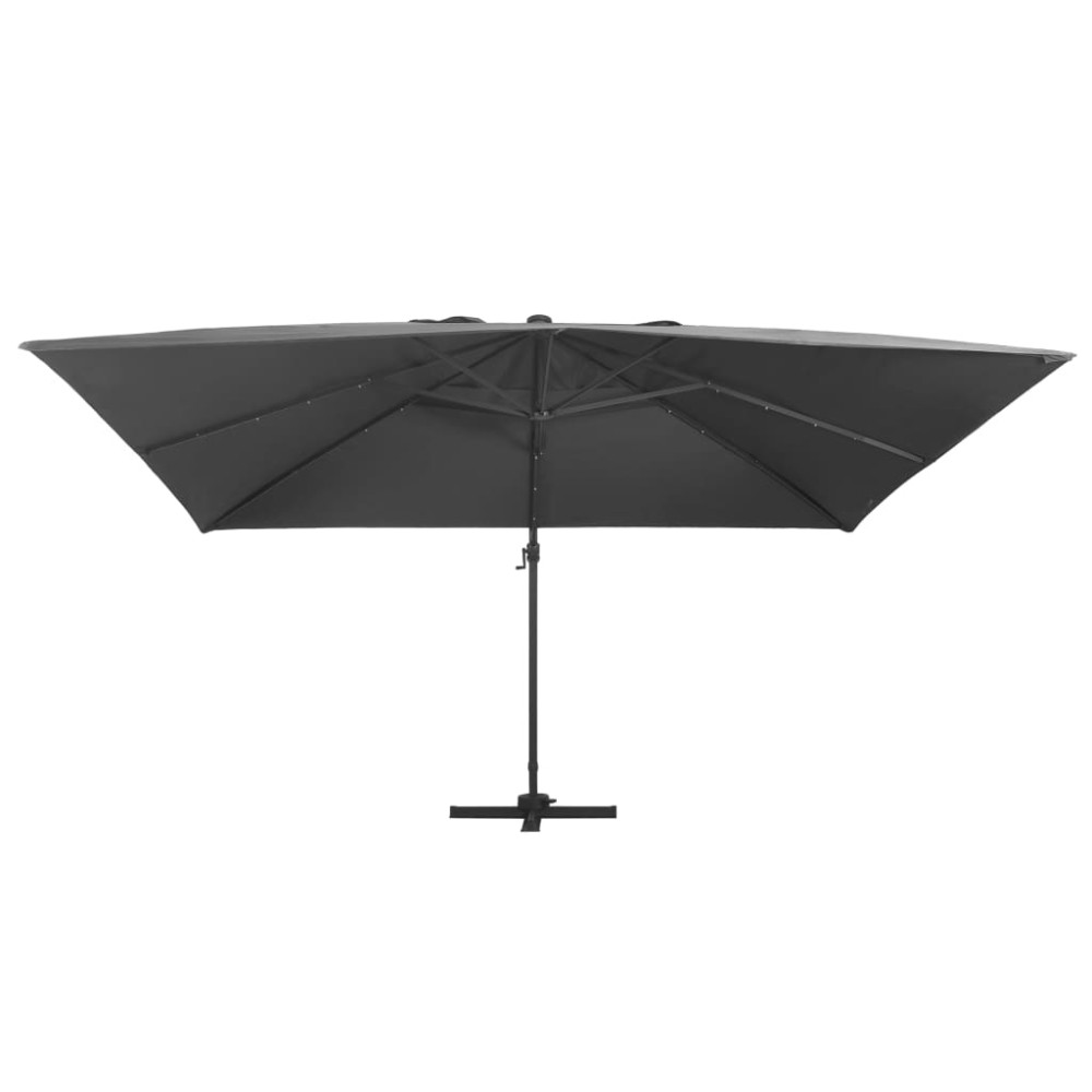 vidaXL Umbrelă în consolă cu LED stâlp din aluminiu antracit 400x300cm