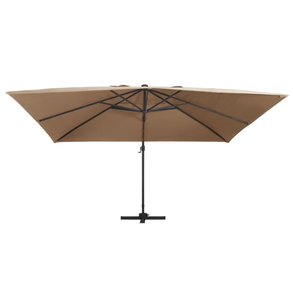 vidaXL Umbrelă în consolă cu LED, stâlp din aluminiu taupe 400x300 cm