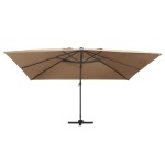 vidaXL Umbrelă în consolă cu LED, stâlp din aluminiu taupe 400x300 cm vidaXL Umbrelă în consolă cu LED, stâlp din aluminiu taupe 400x300 cm