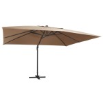 vidaXL Umbrelă în consolă cu LED, stâlp din aluminiu taupe 400x300 cm vidaXL Umbrelă în consolă cu LED, stâlp din aluminiu taupe 400x300 cm