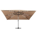 vidaXL Umbrelă în consolă cu LED, stâlp din aluminiu taupe 400x300 cm vidaXL Umbrelă în consolă cu LED, stâlp din aluminiu taupe 400x300 cm