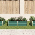 vidaXL Strat înălțat de grădină, verde, 160x80x45 cm, oțel galvanizat