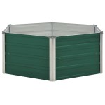 vidaXL Strat înălțat de grădină, verde, 129x129x46 cm, oțel galvanizat