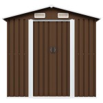 vidaXL Magazie de grădină, maro, 204 x 132 x 186 cm, oțel vidaXL Magazie de grădină, maro, 204 x 132 x 186 cm, oțel