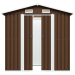 vidaXL Magazie de grădină, maro, 204 x 132 x 186 cm, oțel vidaXL Magazie de grădină, maro, 204 x 132 x 186 cm, oțel