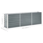 vidaXL Strat înălțat de grădină, gri, 240x40x77 cm, oțel galvanizat