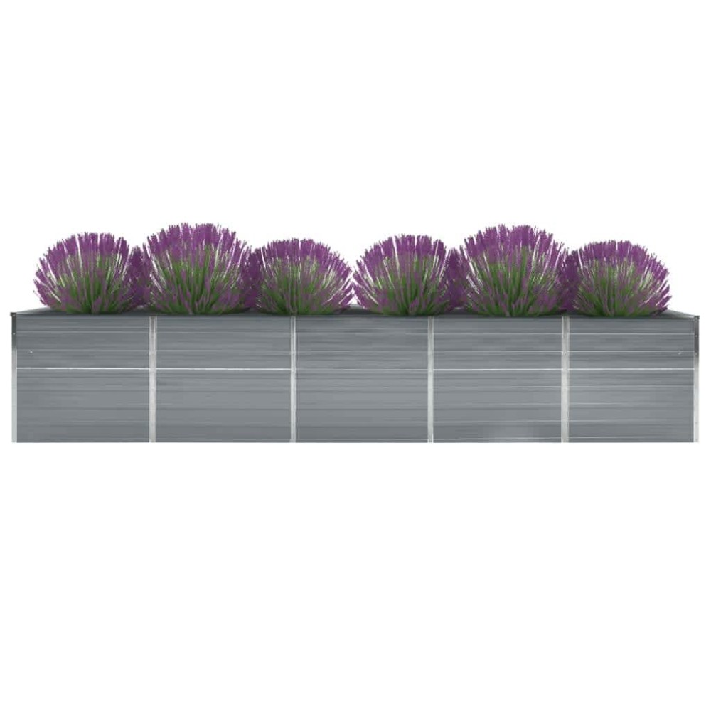 vidaXL Strat înălțat de grădină, gri, 400x80x77 cm, oțel galvanizat