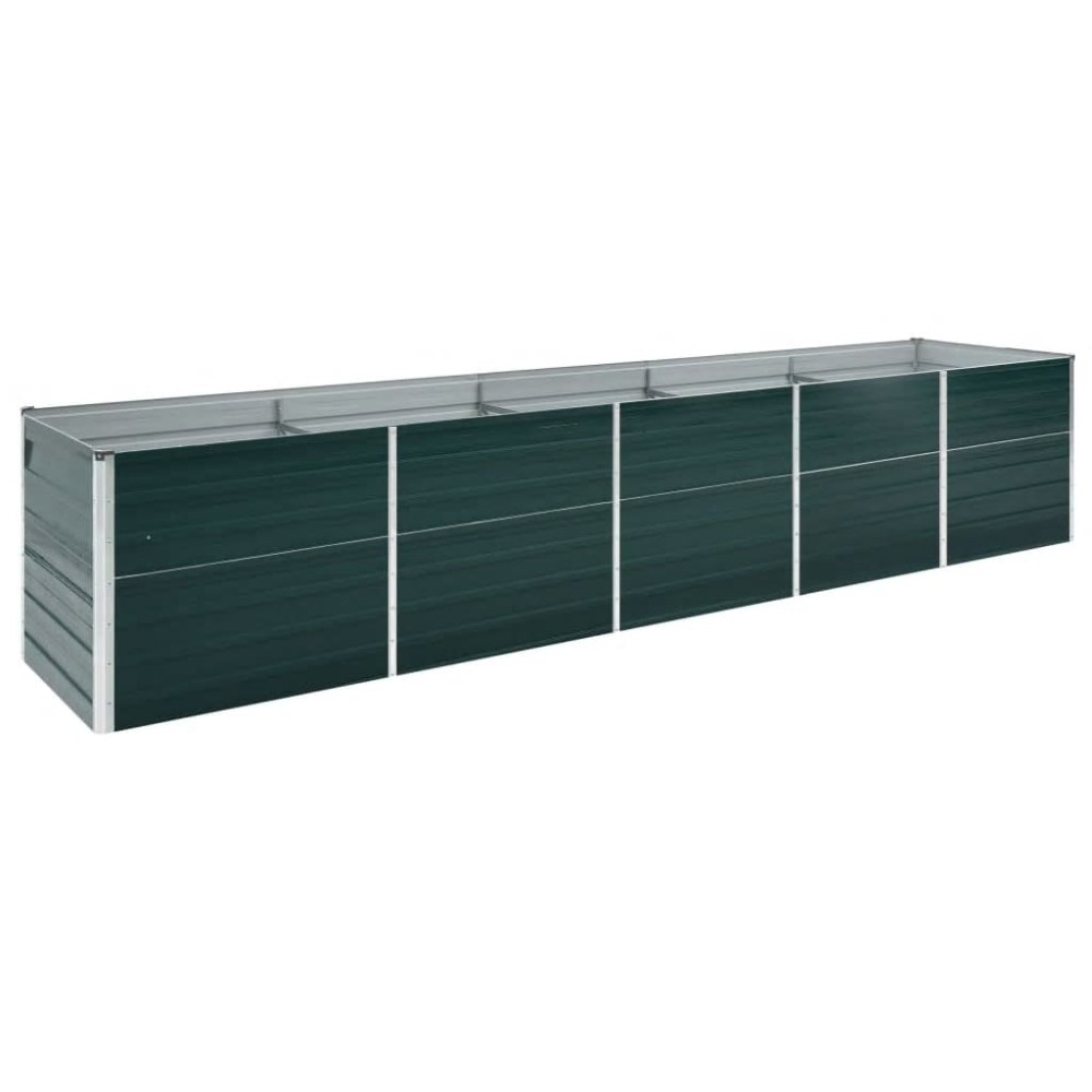 vidaXL Strat înălțat de grădină, verde, 400x80x77 cm, oțel galvanizat
