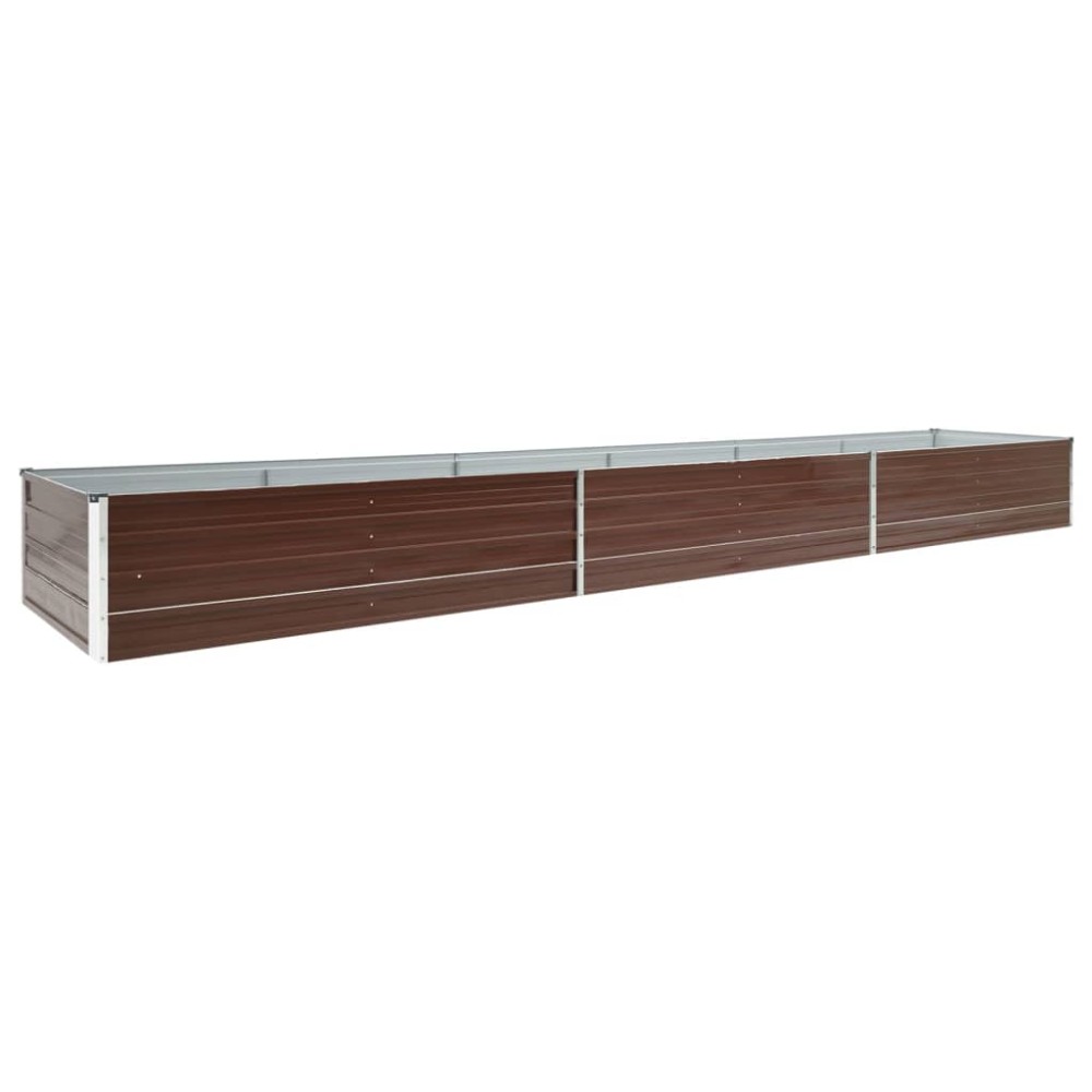vidaXL Strat înălțat de grădină, maro, 480x80x45 cm, oțel galvanizat