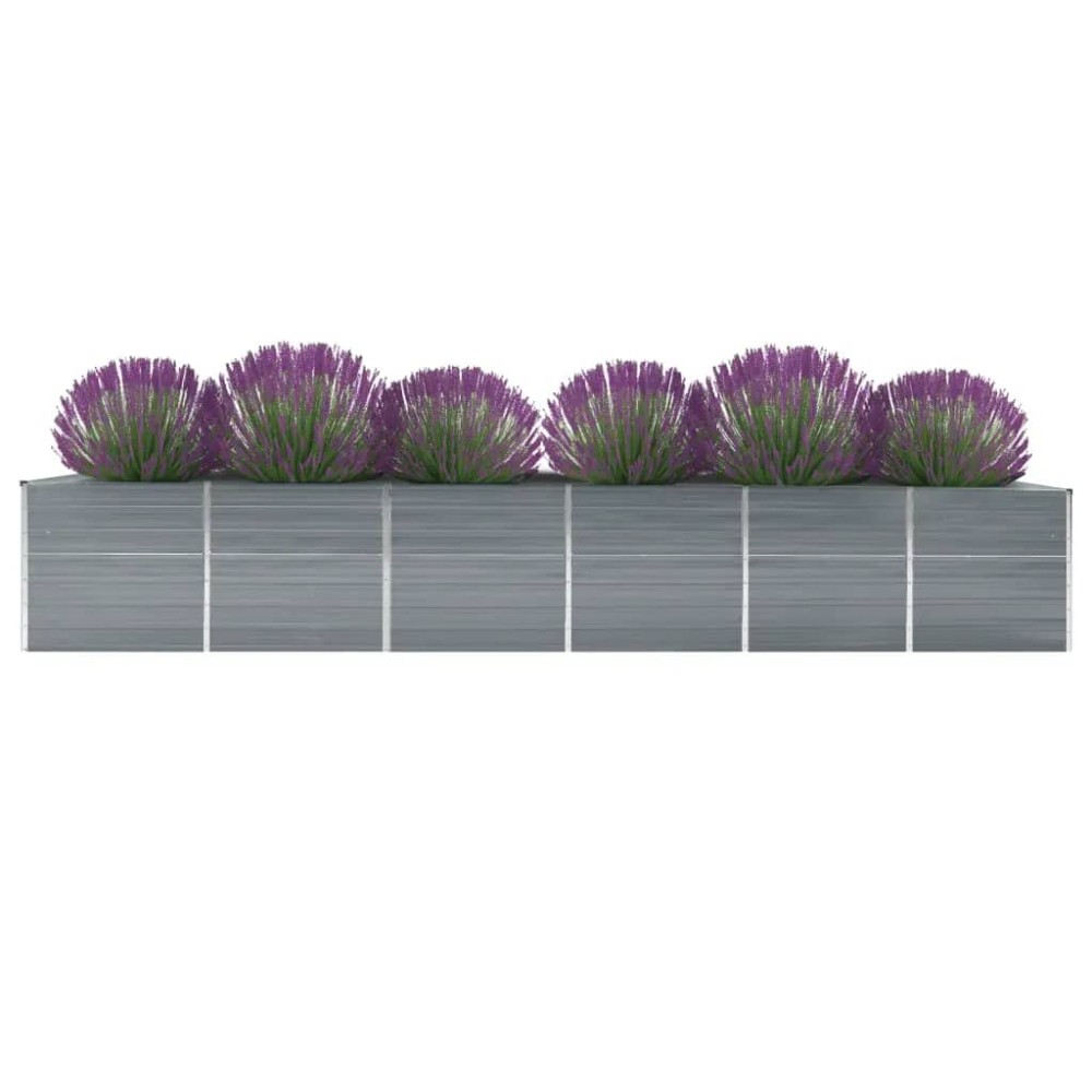 vidaXL Strat înălțat grădină, gri, 480x80x77 cm, oțel galvanizat