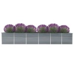 vidaXL Strat înălțat grădină, gri, 480x80x77 cm, oțel galvanizat vidaXL Strat înălțat grădină, gri, 480x80x77 cm, oțel galvanizat