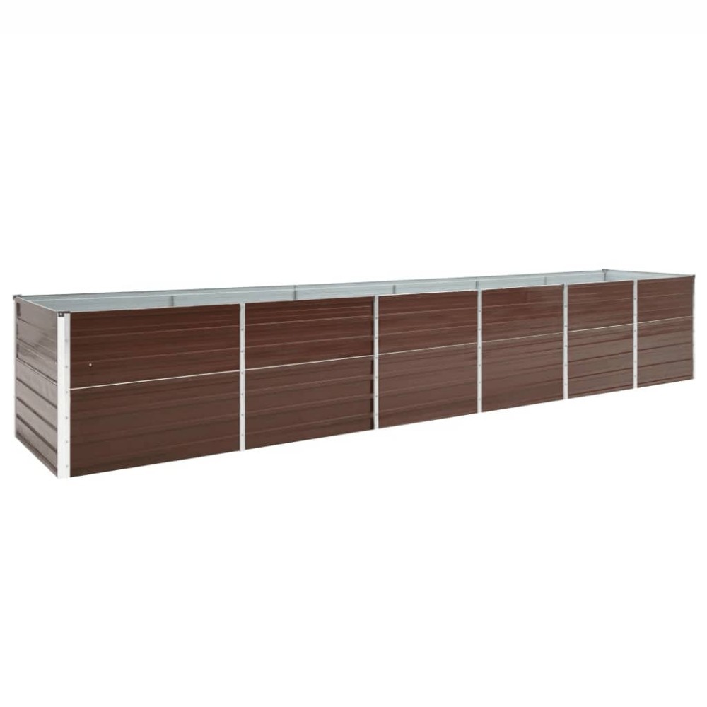 vidaXL Strat înălțat de grădină, maro, 480x80x77 cm, oțel galvanizat