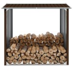 vidaXL Șopron depozitare lemne, maro, 172x91x154 cm, oțel galvanizat vidaXL Șopron depozitare lemne, maro, 172x91x154 cm, oțel galvanizat