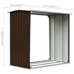 vidaXL Șopron depozitare lemne, maro, 172x91x154 cm, oțel galvanizat vidaXL Șopron depozitare lemne, maro, 172x91x154 cm, oțel galvanizat
