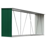 vidaXL Șopron depozitare lemne, verde, 330x84x152 cm, oțel galvanizat vidaXL Șopron depozitare lemne, verde, 330x84x152 cm, oțel galvanizat
