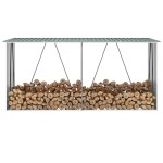 vidaXL Șopron depozitare lemne, verde, 330x84x152 cm, oțel galvanizat vidaXL Șopron depozitare lemne, verde, 330x84x152 cm, oțel galvanizat