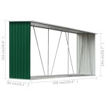 vidaXL Șopron depozitare lemne, verde, 330x84x152 cm, oțel galvanizat vidaXL Șopron depozitare lemne, verde, 330x84x152 cm, oțel galvanizat
