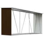 vidaXL Șopron depozitare lemne, maro, 330x84x152 cm, oțel galvanizat vidaXL Șopron depozitare lemne, maro, 330x84x152 cm, oțel galvanizat
