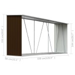vidaXL Șopron depozitare lemne, maro, 330x84x152 cm, oțel galvanizat vidaXL Șopron depozitare lemne, maro, 330x84x152 cm, oțel galvanizat
