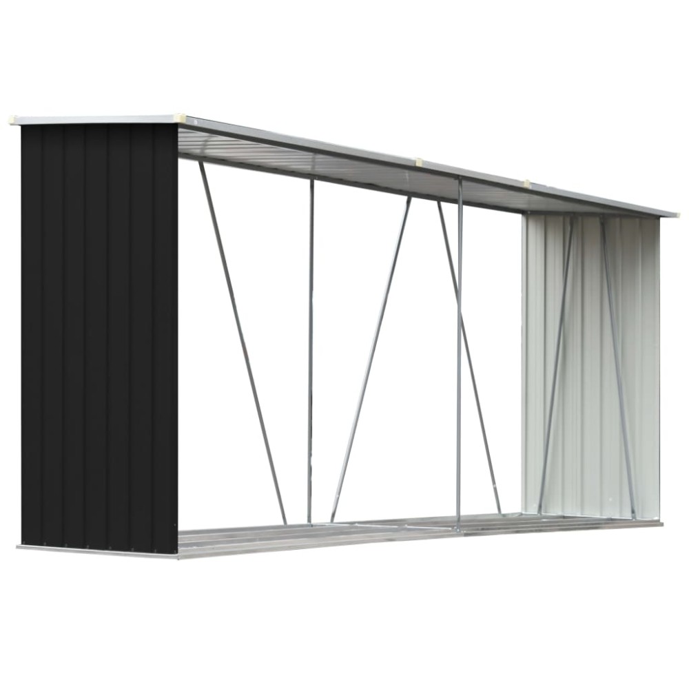 vidaXL Șopron depozitare lemne antracit 330x84x152 cm oțel galvanizat
